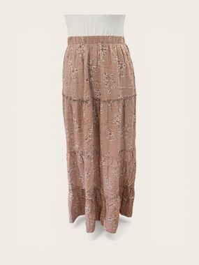 Ultra Flirt Mauve Floral Maxi Skirt